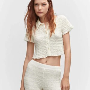 Showoff Women's Round Neck Solid Yellow Crop Top